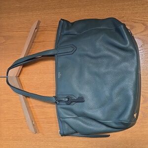 Fossil Dark Green Leather Tote